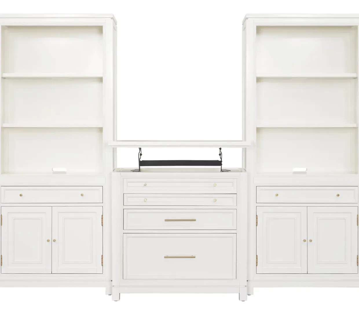 Mabry Bookcase Wall with Lift Top File Cabinet